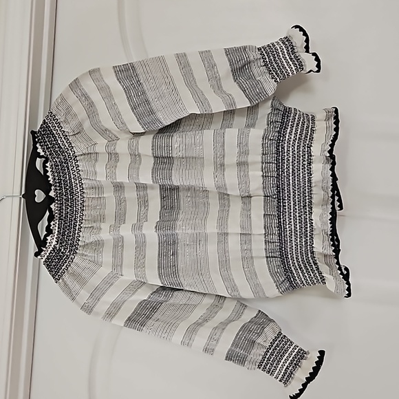 Tory Burch Blue Slubbed Linen Blend Kristen Top Size 0 - Picture 9 of 10